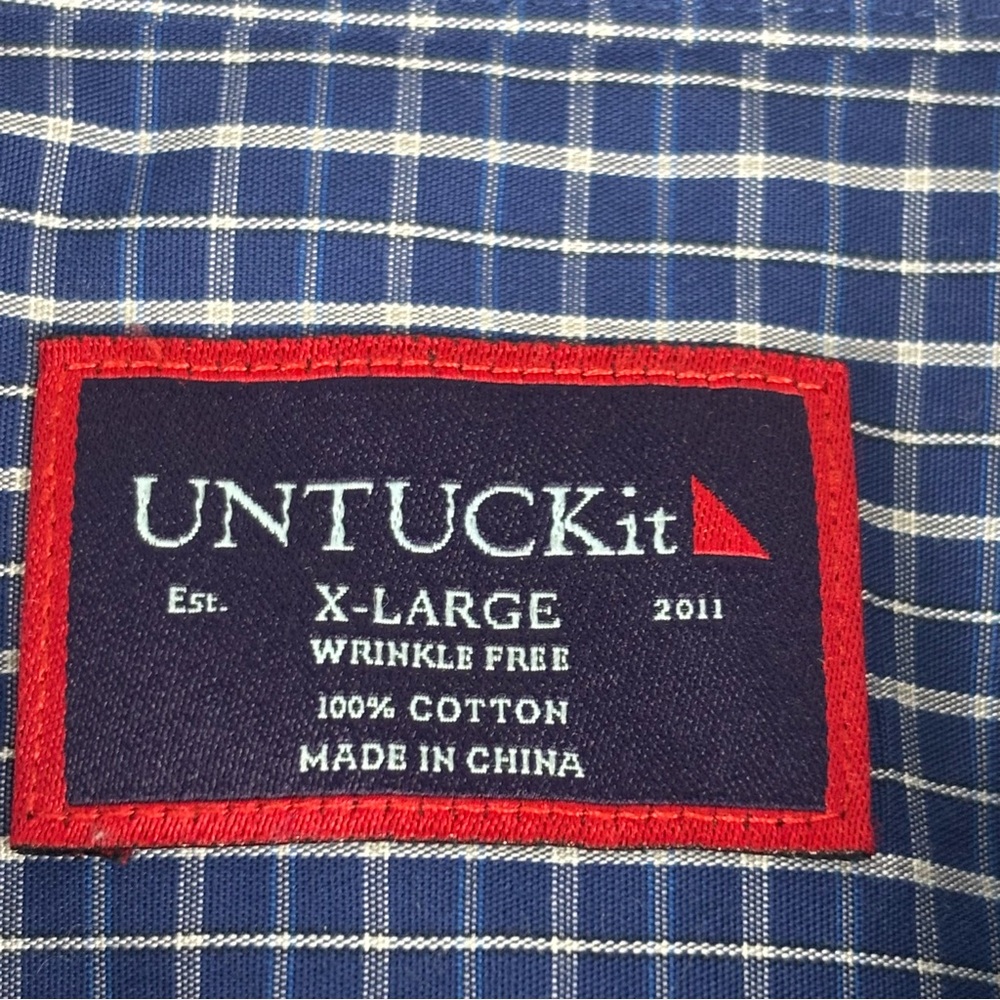 UNTUCKit Shirt Mens XL Blue Check Wrinkle Free Button Down Preppy Office - Picture 4 of 11